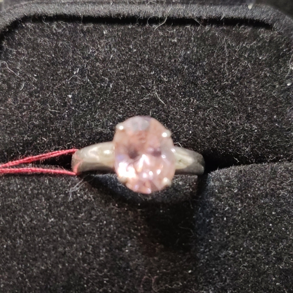 Sterling Silver Oval Pink Ice Ring is
